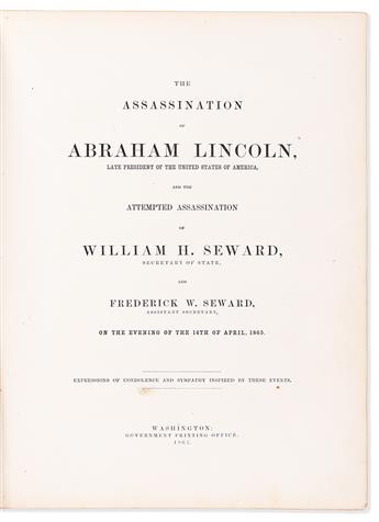 (ABRAHAM LINCOLN.) [John H. Haswell, editor.] The Assassination of Abraham Lincoln . . . Expressions of Condolence and Sympathy.